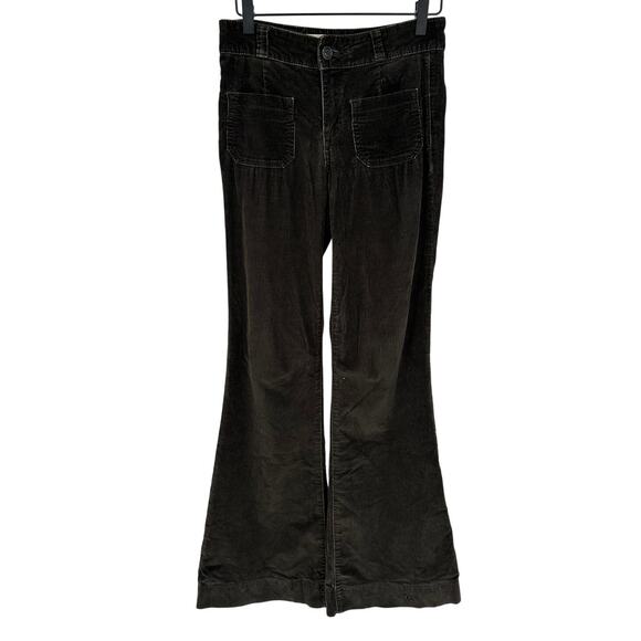 Anthropologie Pilcro Superscript Flare Corduroy Pants Dark Gray Indie Winter 27 - Picture 1 of 10